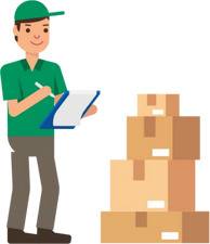 Man Inspector with Packages Illustration